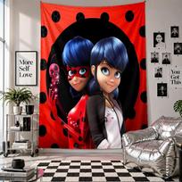 Wall TapestryMiraculous Ladybug Art Hanging Cloth Decorative Background Cover for Room Decoration 100cmx150cm