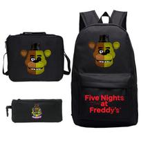 Freddy's pliušinio meškiuko žaidimo atributika pradinės mokyklos kuprinė pietų dėžutė penalas trijų dalių rinkinys Three-piece set black