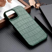 Krokodilo rašto odinis dėklas, skirtas iPhone 16 15 13 14 11 12 Pro Max 13 Mini XR X XS, zomšinis pamušalas, kietas PC smūgiams atsparus dangtelis For iPhone12 Pro Max žalia