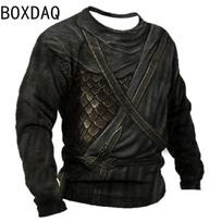 T-Shirt à Manches sulfet Col Rond pour Homme, Vêtement en Coton, Imprimé Armure, à la Mode, Style Décontracté, Grande Taille 6XL 6XL black