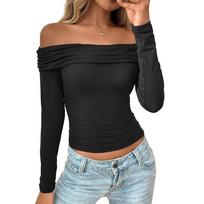 Spring and Autumn Long Sleeve Sexy Spicy Girl Top Women's T-shirts L juoda