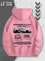 Vyriškas aistringas lenktynių grafikos džemperis su lenktyninių ir sportinių automobilių iliustracijomis, puikiai tinkantis kasdieniam dėvėjimui L pink