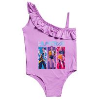 Vaikams Mergaitėms Animacinis Anime K-Pop Rumi Zoey Mira Spausdintas Ruffles Maudymosi Kostiumas Vienos Dalies Bodis Maudymosi Apranga 110cm violetinė