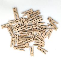 Nauja! 100 vnt natūralaus medžio skalbinių segtukai Daugiafunkciniai daugkartiniai mini segtukai drabužių segtukai su 10 m džiuto 2.5x0.3cm beige