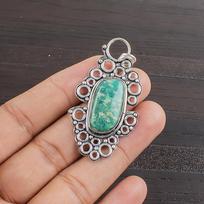 Natural Green Amazonite Gemstone 925 Sterling Silver Jewelry  Pendant 2.07  AJP-2447 gray