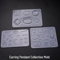DIY Epoxy Mold: 6-Grid Traditional Necklace & Earring Pendant Silicone Mold 12-Grid Pendant and Earring Mold 02 pink
