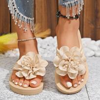 Flower Decor Flip Flops Women Summer Beach Non Slip Platform Slippers Woman EVA Sole Lightweight Flat Sandals 36-43 39 brown