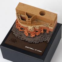 Great Wall 3D Calendar Sticky Notes Block Four Seasons Design Layered Paper Memo Pad Desk Notes with Dust Cover brown