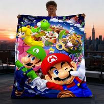 1 vnt. Super Mario Bros. Lauko antklodė Lengvas flanelinis pledas kelionėms, stovyklavimui, svetainei, sofai, kėdei Minkštas 75X95CM green
