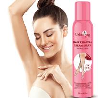 Urban Yog Painless Hair Removal Cream Spray for Women (200 ml) - Fast, Natural & Non-Darkening Hair Remover for Legs, Hands, Underarm & Back (Rose) brown