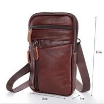 Multi-function Leather Shoulder Messenger Bag Handbag Belt Bag for Men Casual Leisure kava
