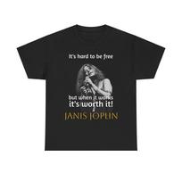 Janis Joplin Its Worth It Cotton Tee Shirt S gray