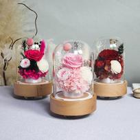 Preserved Roses Music Box Sweet Preserved Flowers Music Box for Mothers Day Decor Gift Round Ball Cover Red white