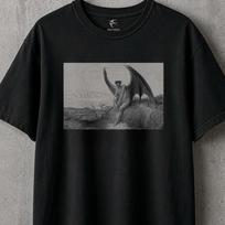 Lucifer - Fallen Angel Shirt - Gustave Doré Paradise Lost Engraving Illustration - Unisex T-shirt 130 black