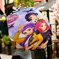 KPop Demon Hunters Print Umbrella Automatic Opening/ Closing - Portable Foldable Design - Daily use for Travel/Outdoor - Gift for Birthday Three-fold umbrella purple