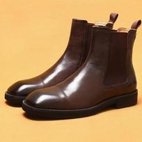 Martin Boots Leather British Retro Knight Boots Three-Joint Chelsea Short Boots 46 tamsiai ruda spalva