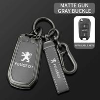 Nauji odiniai raktų pakabuko priedai Peugeot 208 2008 301 308 508 5008 RCZ automobilių atlenkiamam nuotolinio valdymo pulteliui dėklas apsauginis korpusas Fob gray