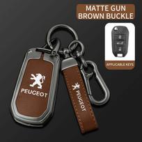 Nauji odiniai raktų pakabuko priedai Peugeot 208 2008 301 308 508 5008 RCZ automobilių atlenkiamam nuotolinio valdymo pulteliui dėklas apsauginis korpusas Fob gray