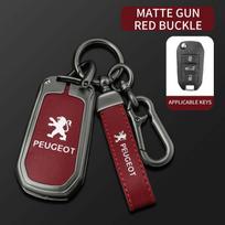 Nauji odiniai raktų pakabuko priedai Peugeot 208 2008 301 308 508 5008 RCZ automobilių atlenkiamam nuotolinio valdymo pulteliui dėklas apsauginis korpusas Fob gray