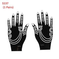 Makeup Mehndi Indian Style Henna Template Sticker Temporary Hand Decal DIY Body Art Tattoo Stencils S137 (1 Pairs)