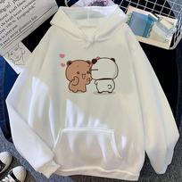 Bubu Dudu hoodies Women Unisex anime Fleece harajuku long sleeve top pulls Women Unisex 90s Pullover L white