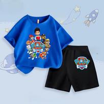 Paw Patrol rinkinys vaikams berniukams šortai+marškinėliai trumpomis rankovėmis 2 dalių apranga berniukams kasdieniai animaciniai drabužiai vaikiškos gimtadienio dovanos 160 blue