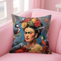 Frida Kahlo Painting Art Cushion Cover Comfortable Reversible Pillow Cover Ideal for Car Sofa Bedroom & Beyond 12x12Inch black
