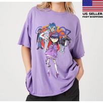 Gorillaz Graphic Purple Rock Tee Shirt New Unisex T-Shirt L gray