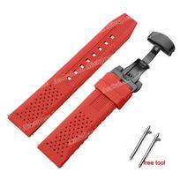 Silicone Straps 16mm 18mm 20mm 22mm 24mm for Seiko for Omega Rubber Watch Strap Quick Release Breathable Butterfly Buckle Band 24mm red