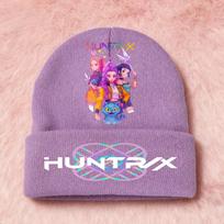 KPOP Demon Hunters Cute And Charming Cartoon Printed Children Knit Beanie Warm Cold Season Cap Girls Outdoor Sports Birth Date Present Accessories pink