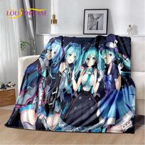 3D mielas M-Mikuu animacinis muzikos personažų pledas, minkštas apklotas namams, miegamajam, lovai, sofai, iškylai, biurui, dovanų vaikams 75x90cm gray