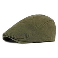 Cotton Cap Men's Forward Cap Solid Color Beret  British Retro Front and Reverse Cap gray