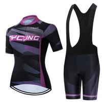 Cycling Jersey Sets Women MTB Bike Jersey Bib Shorts Suits Anti-UV Bicycle Shirts Mountain Road Top Bottom Girl Female Pink XL rožinė