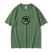 Aphex Twin Logo Print Tshirt Men Women Casual Cotton Vintage Short Sleeve T Shirts Male Hip Hop Oversized Tshirts Streetwear 4XL gray
