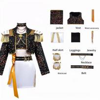 Halloween Rumi Zoey Mira Stage Performance Outfit Cosplay Costume with Wig Role Playi Suit 130 black