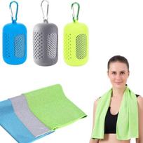 3 Pack Microfiber Cooling Towels with Portable Silicone Storage Case Quick Dry Sweat Absorbent Sports Towel 30x90cm mėlyna/pilka