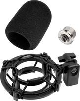 Etour Shock Mount for Audio-Technica AT2020 Condenser Microphone with Windscreen (Microphone Mount) black