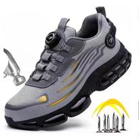 Rotating Button Mens Safety Shoes Steel Toe Smash Puncture Proof Man Work Shoes Protection Sneakers Wear-Resistant Shoes For Men 46 gray