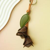 New Fashionable PU Leather Tulip Bag Decoration Flower Bag Pendant Personalized Creativity Small Gift DIY Bag Charm Bag Charm beige