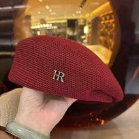 New knitted beret spring and summer face small breathable hat women's casual octagonal hat sunshade painter hat One size fits all brown