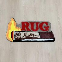 Unique Cigar-Shaped Tufted Rug Anti-Slip Decorative Floor Mat Cool Textile Art Home Decor Small Size Adult Suitable Bedside Rug 80X42 CM gray