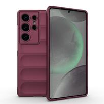Samsung Galaxy S25 Ultra dėklas Skysto silikono dangtelis Samsung S25 Ultra dėklas Atsparus smūgiams guminis hibridinis telefono apsauginis dėklas For S25 Ultra tamsiai violetine spalva