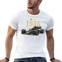 Naujas 1986 m. Ayrton Senna F1 marškinėlis Vasariniai viršutiniai drabužiai Individualūs marškinėliai Sukurkite savo dizainą Naujas leidimas Marškinėlis Mieli viršutiniai drabužiai Vyriški marškinėliai Marškinėlis M white