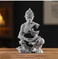 Sandstone Evil And Buddha Abstract Figure Statue Monkey King SculptureHome Living Room, Office Garden, Fish Tank Art Deco Statue gray
