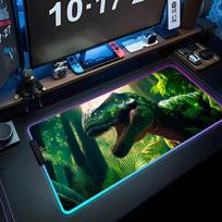 Jungle dinosaur Mouse Pad RGB Gaming Mousepad Big LED Pad PC Desk Mat Luminous Mouse Pad Large Keyboard Mats Table Rug With RGB600x300x3mm