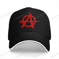 Raudonos Klasikinės Unisex Beisbolo Kepurės Su Snapeliu Kepurė Nuo Saulės Vėjui Atspari Kepurė Anarchija Anarchistų Simboliai One Size black