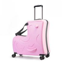 Kids Scooter Suitcase Cartoon Sit & Riding Luggage With 360° Swivel Wheel Pedal Removable Seat Belt Cabin Luggage For Boy Girl 20in white