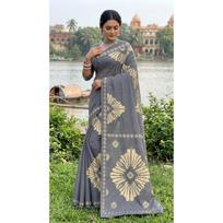 New Launch Beautiful Bagru Printed Saree Collection gray
