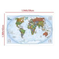 Decorative Hanging Picture The World Map Posters and Prints Wall Art Picture Painting for School Office Home Decor A2-59*42cm gray