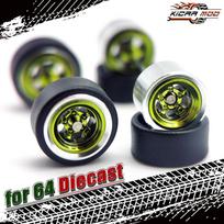 1/64 Ratukai Modeliniam Automobiliui Su Guminėmis Padangomis Metaliniais Ratlankiais Galvanizuoti Modifikavimo Dalys Ratams Minigt D:11 mm 1 rinkinys black